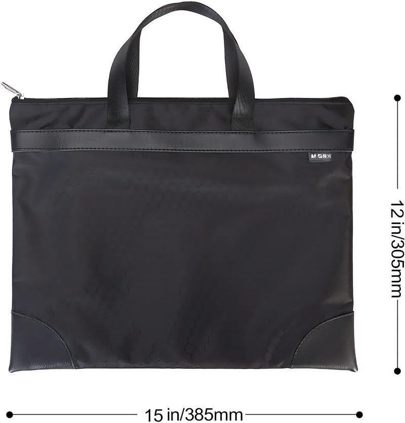 MG 12x15 in Large Zipper Pouch with Handle, A4 Foldable Lightweight Waterproof Oxford Document Storage Bag, File Organizer for Office Travel Books Papers Filing Folder – 1 Pack (Black) - Image 5